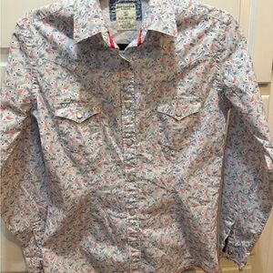 Panhandle Tough Stock Pearl Snap Western Shirt S Long Sleeved Men's Shirt